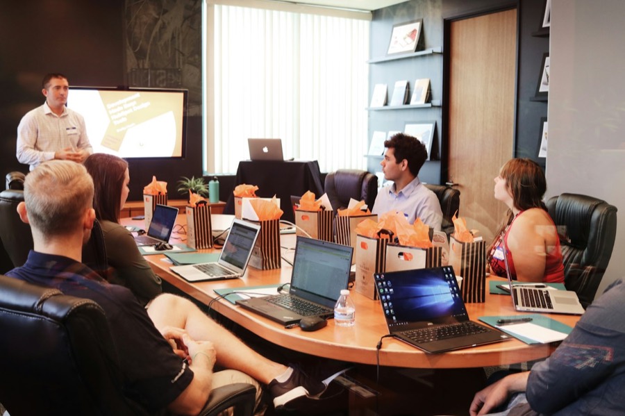Leaders meeting around a conference table